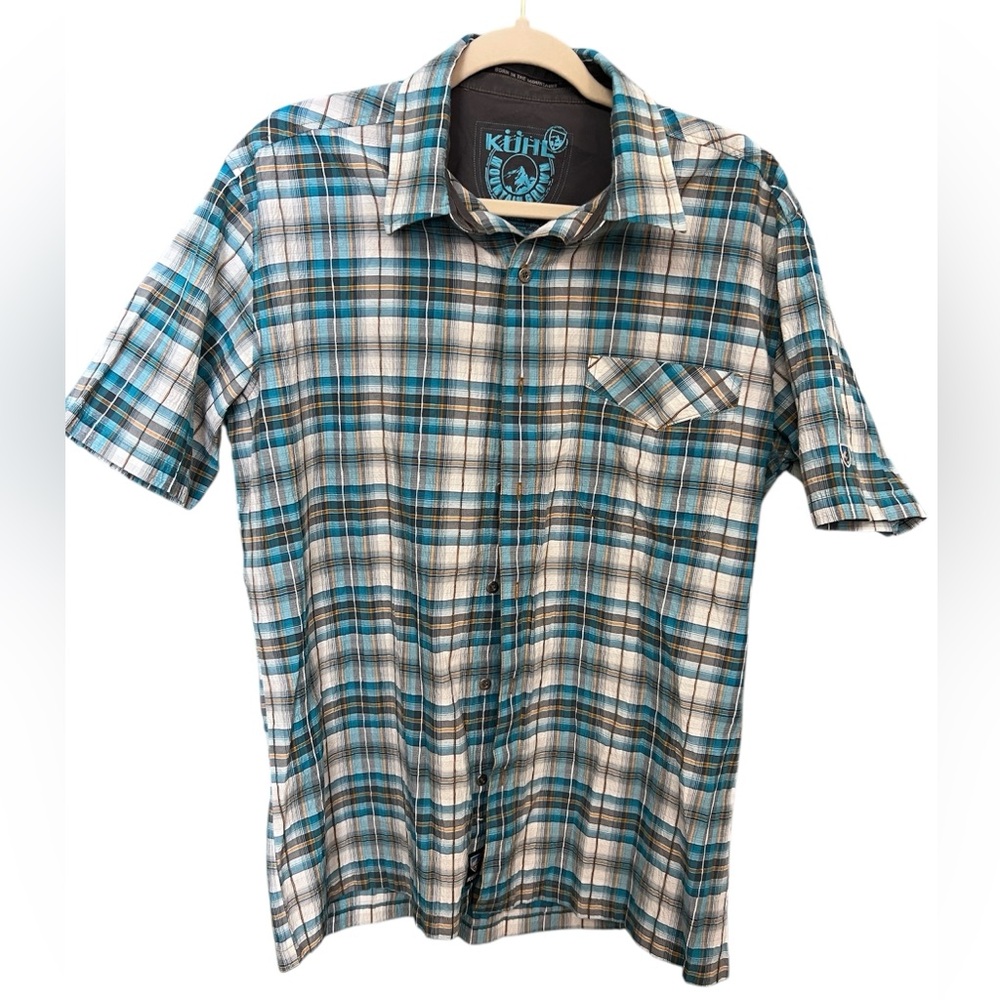 ⛰️ KÜHL Mountain Town Plaid Short Sleeve Button-Up Shirt – Men’s 16 Large